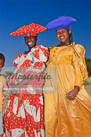 Herero tribal girls portrait, Damaraland, Namibia, Africa