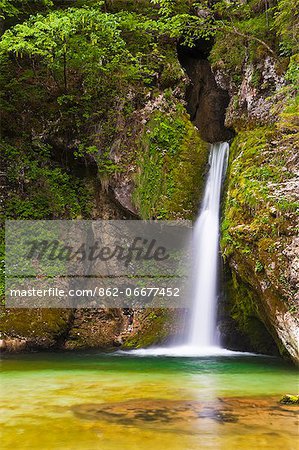 Slovenia, Gorenjska Region, Triglav National Park, Nomenj. Slap Grmecica.