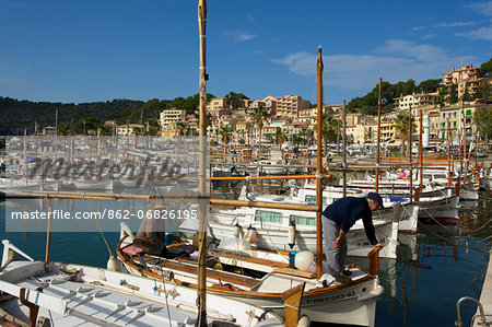 Traditional fishing boats, Port de Soller, Majorca, Balearics, Spain