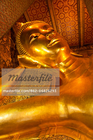Thailand, Bangkok. The Reclining Buddha at Wat Pho. Thailand, Bangkok. The Reclining Buddha at Wat Pho.