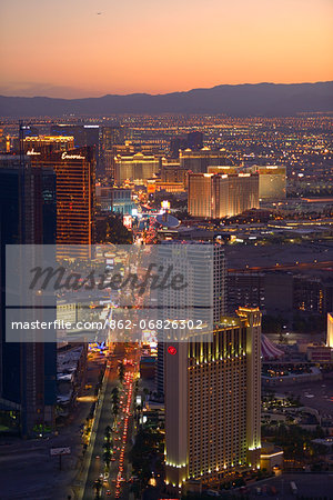 The Las Vegas Strip seen from Stratosphere hotel and Casino, Las Vegas, Nevada,USA