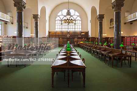 Denmark, Hillerod, Copenhagen. Original reading room in the Holm Building of the Royal Library.