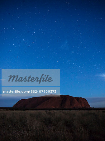 Uluru Kata Tjuta national park, Northern Territory, Australia. Uluru at night shortly before sunrise