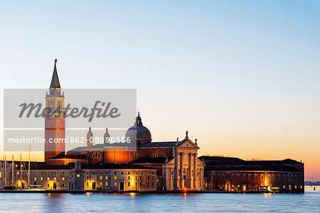 Europe, Italy, Veneto, Venice, San Giorgio Maggiore Church across Basino di San , sunrise