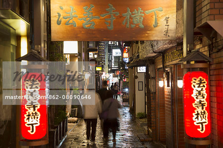 Hozen-ji Yokocho alleyway at night, Dotombori, Osaka, Kansai, Japan