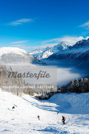 Europe, France, Haute Savoie, Rhone Alps, Chamonix Valley, Les Houches ski resort