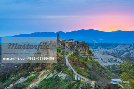 Civita di Bagnoregio, Viterbo, Lazio, Italy. The ancient medieval village of Civita also called 'the dying town'.