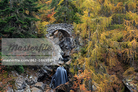 Scotland, Blair Atholl. The Falls of Bruar in autumn.