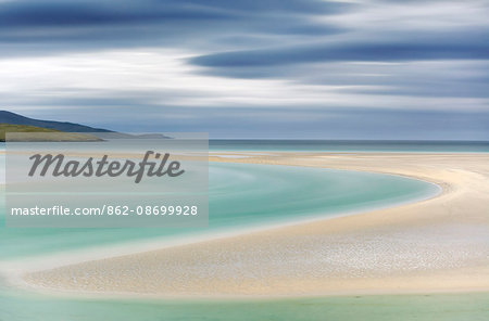 Scotland, Isle of Harris. The sweeping curves of Luskentyre Sands in the Outer Hebrides.