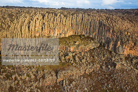 Ethiopia, Oromia Region, Bale Mountains, Sanetti Plateau, Rafu.  The rock pinnacles at Rafu on the high-altitude Sanetti Plateau were caused by the erosion of lava outpourings by water, wind and ice over 20 million years.