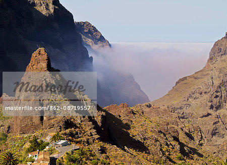 Spain, Canary Islands, Tenerife, Masca, View towards Barranco de Masca.