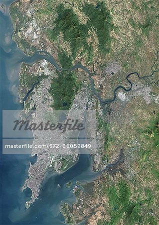 Satellite View Of Maharashtra Bombay, India, True Colour Satellite Image. Bombay, India. True Colour Satellite  Image Of The City Of Bombay, Taken On 25 October 2001,Using Landsat 7 Data.  - Stock Photo - Masterfile - Rights-Managed,