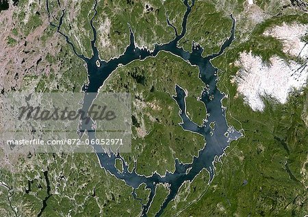 Manicouagan Crater, Quebec, Canada, True Colour Satellite Image
