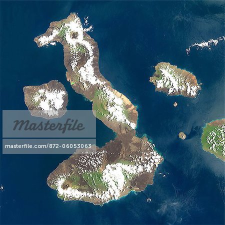 Satellite View of Galapagos Volcanoes, Galapagos Archipelago