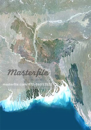 Bangladesh, Asia, True Colour Satellite Image With Mask. Satellite view of Bangladesh (with mask). This image was compiled from data acquired by LANDSAT 5 & 7 satellites.