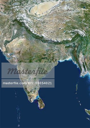 Satellite View of India and Surrounding Area