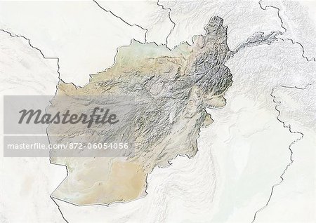 Afghanistan, Relief Map With Border and Mask