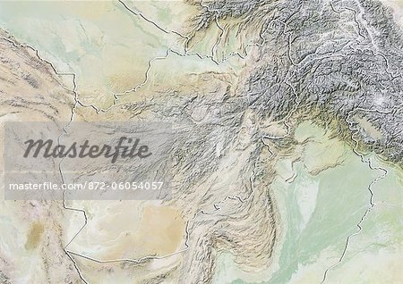 Afghanistan, Relief Map With Border