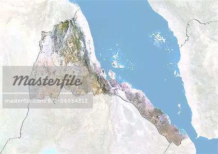 Eritrea, Satellite Image With Bump Effect, With Border and Mask