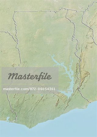 Ghana, Relief Map With Border Ghana, Relief Map With Border