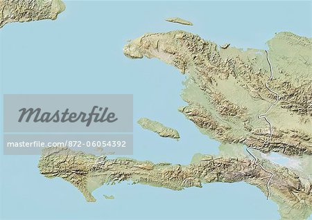 Haiti, Relief Map With Border