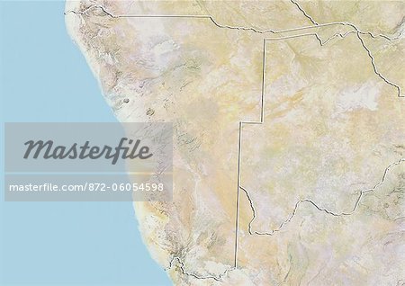 Namibia, Relief Map With Border