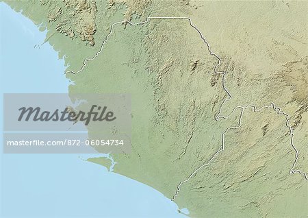 Sierra Leone, Relief Map with Border Sierra Leone, Relief Map with Border