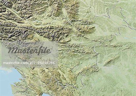 Slovenia, Relief Map with Border