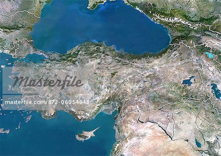 Turkey, True Colour Satellite Image With Border