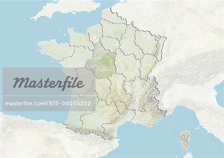 France and the Region of Centre, Relief Map France and the Region of Centre, Relief Map