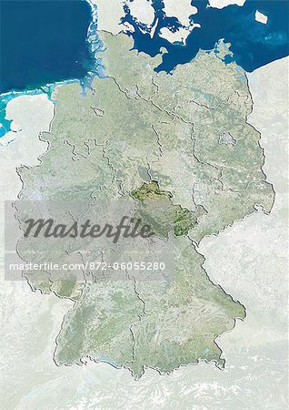 Germany and the State of Thuringia, True Colour Satellite Image