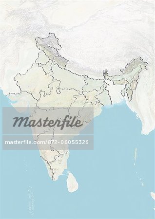India and the State of Sikkim, Relief Map