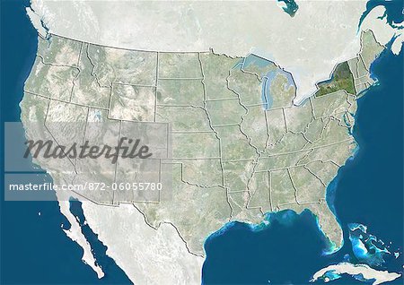 United States and the State of New York, True Colour Satellite Image