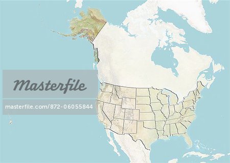 United States and the State of Alaska, Relief Map