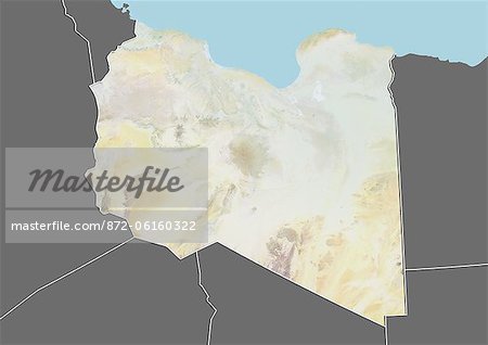 Relief map of Libya (with border and mask). This image was compiled from data acquired by landsat 5 & 7 satellites combined with elevation data. Relief map of Libya (with border and mask). This image was compiled from data acquired by landsat 5 & 7 satellites combined with elevation data.