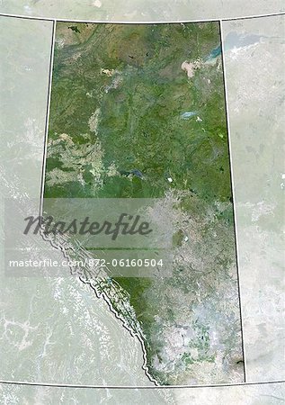 Satellite view of Alberta, Canada. This image was compiled from data acquired by LANDSAT 5 & 7 satellites.