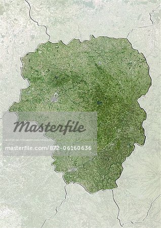 Satellite view of Limousin, France. This image was compiled from data acquired by LANDSAT 5 & 7 satellites.