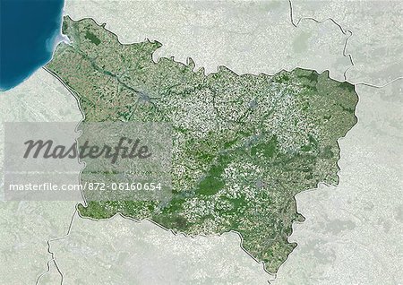 Satellite view of Picardy, France. This image was compiled from data acquired by LANDSAT 5 & 7 satellites.