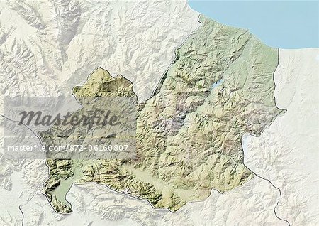 Relief map of the region of Molise, Italy. This image was compiled from data acquired by LANDSAT 5 & 7 satellites combined with elevation data.