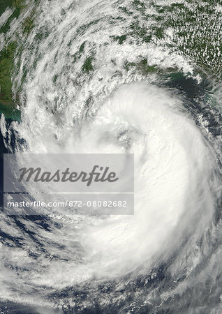 Satellite view of Hurricane Isaac over the Atlantic Ocean. Image taken on August 28, 2012.