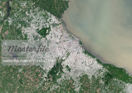 Colour satellite image of Buenos Aires, Argentina. Image taken on November 17, 2014 with Landsat 8 data.