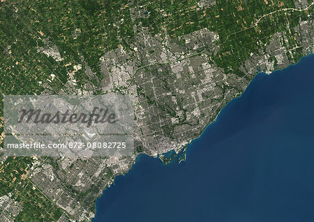 Colour satellite image of Toronto, Ontario, Canada. Image taken on August 19, 2014 with Landsat 8 data. Colour satellite image of Toronto, Ontario, Canada. Image taken on August 19, 2014 with Landsat 8 data.