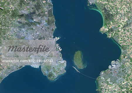 Colour satellite image of Copenhagen, Denmark, and Malmo, Sweden. Image taken on September 5, 2014 with Landsat 8 data. Colour satellite image of Copenhagen, Denmark, and Malmo, Sweden. Image taken on September 5, 2014 with Landsat 8 data.