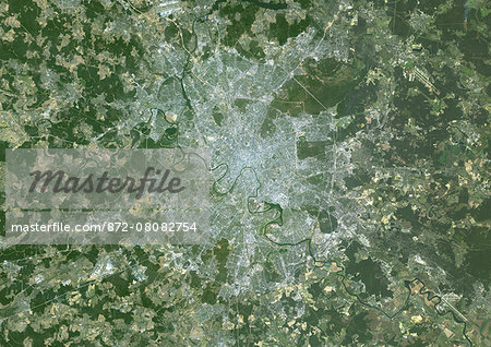 Colour satellite image of Moscow, Russia. Image taken on April 21, 2014 with Landsat 8 data.