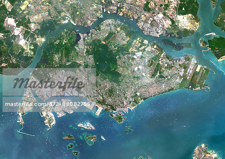 Colour satellite image of Singapore, Singapore. Image taken on May 13, 2014 with Landsat 8 data.