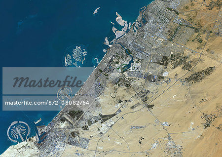 Colour satellite image of Dubai, United Arab Emirates. Image taken on December 25, 2013 with Landsat 8 data. Colour satellite image of Dubai, United Arab Emirates. Image taken on December 25, 2013 with Landsat 8 data.