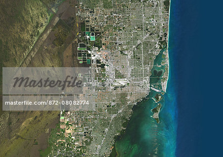 Colour satellite image of Miami, Florida, USA. Image taken on November 2, 2014 with Landsat 8 data. Colour satellite image of Miami, Florida, USA. Image taken on November 2, 2014 with Landsat 8 data.