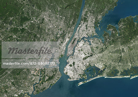 Colour satellite image of New York City, New York State, USA. Image taken on July 31, 2014 with Landsat 8 data.