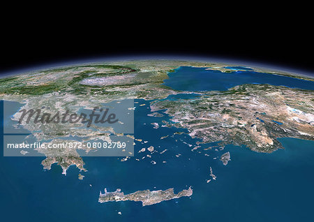 3D satellite image of Greece.