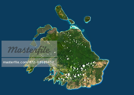 Satellite view of Efate, Vanuatu. It is the most populous island of Vanuatu archipelago. This image was compiled from data acquired by Landsat 8 satellite in 2014.